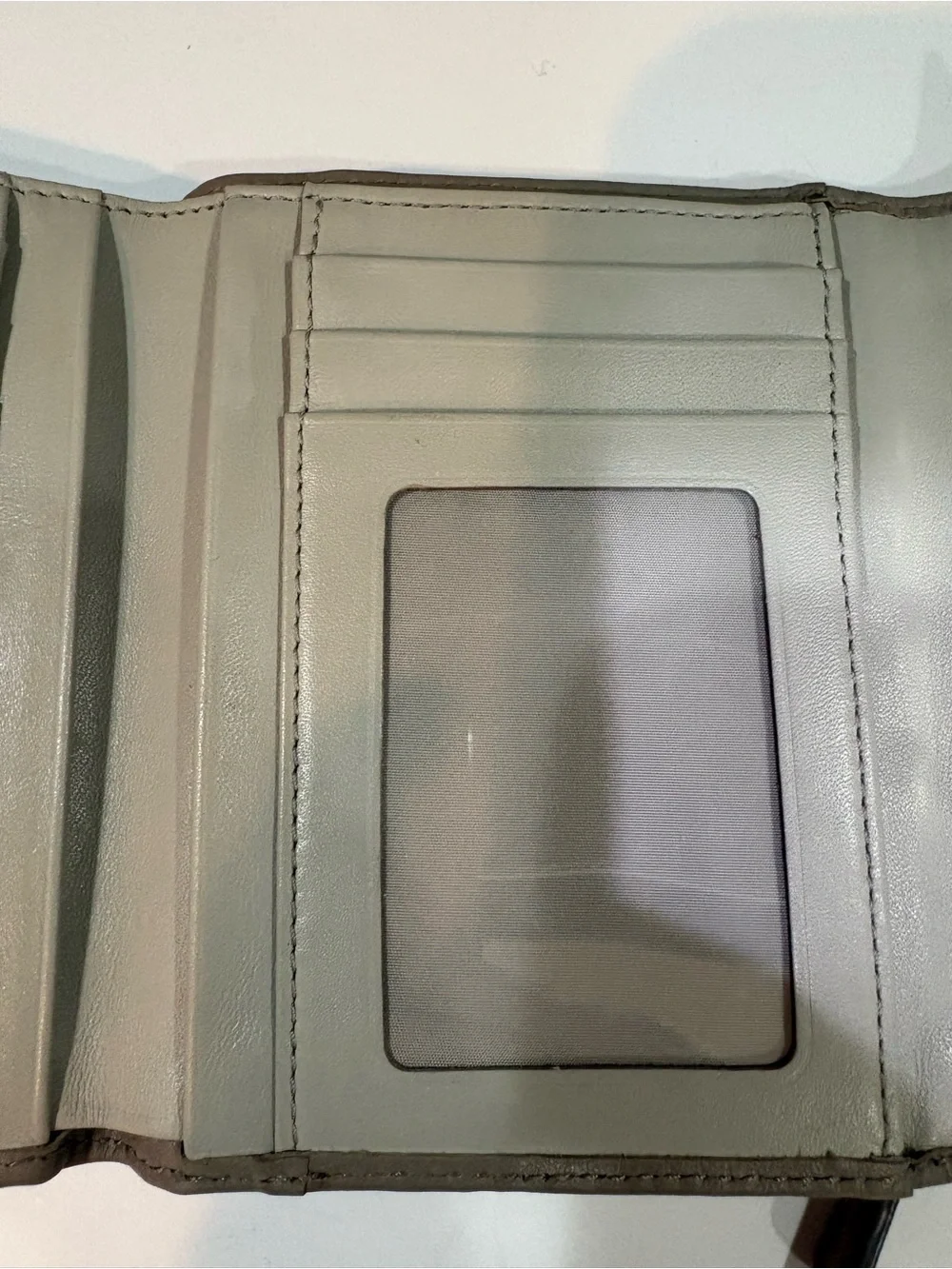 Vintage Coach Gray/Taupe Leather Kristin Wallet with Silver-Tone Hardware